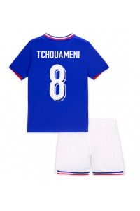 Frankrijk Aurelien Tchouameni #8 Babytruitje Thuis tenue Kind EK 2024 Korte Mouw (+ Korte broeken)